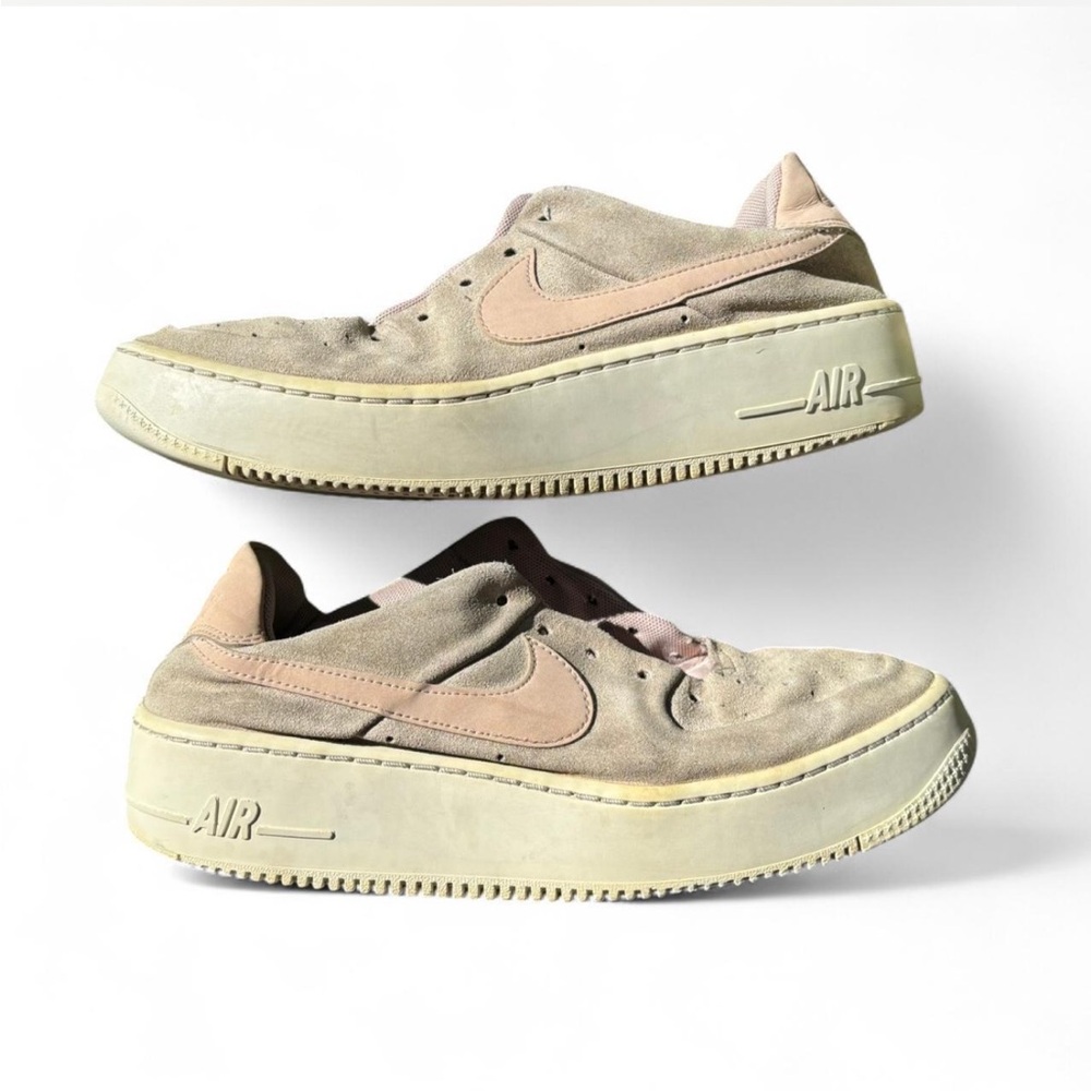 Nike platform grey and pink air force 1s